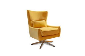Sillón giratorio de terciopelo amarillo Balmat