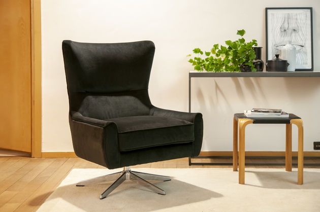 Sillón giratorio de terciopelo antracita Balmat