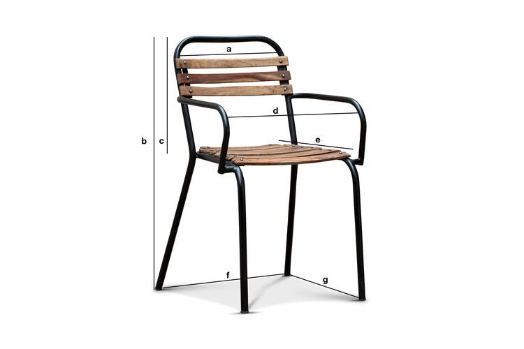 Dimensiones del producto Silla industrial con brazos Mistral