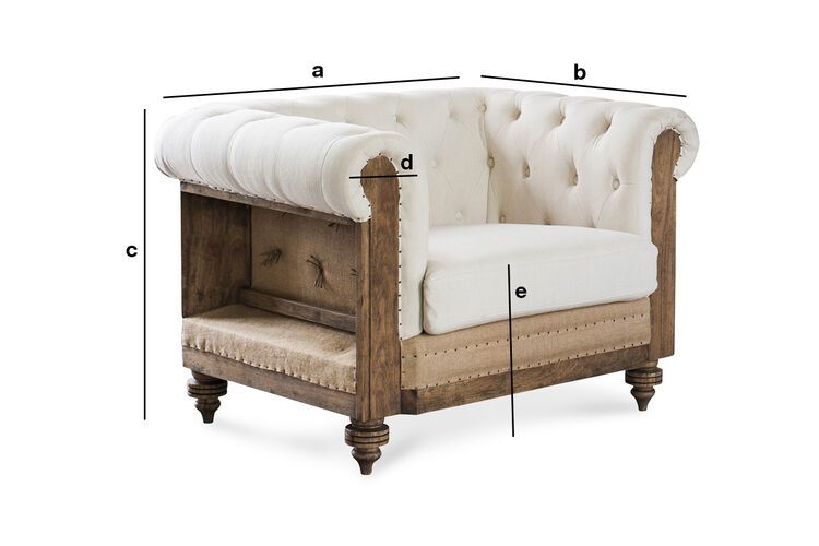 Dimensiones del producto Sillón chesterfield de lino y algodón crudo Montaigu