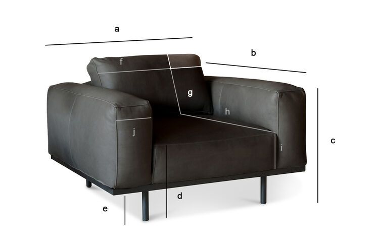 Dimensiones del producto Sillón de cuero grafito Almond