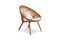 Miniatura Butaca de fresno macizo color roble miel y mimbre Cocon Clipped