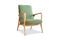Miniatura Butaca de fresno macizo y tela verde Eon Clipped