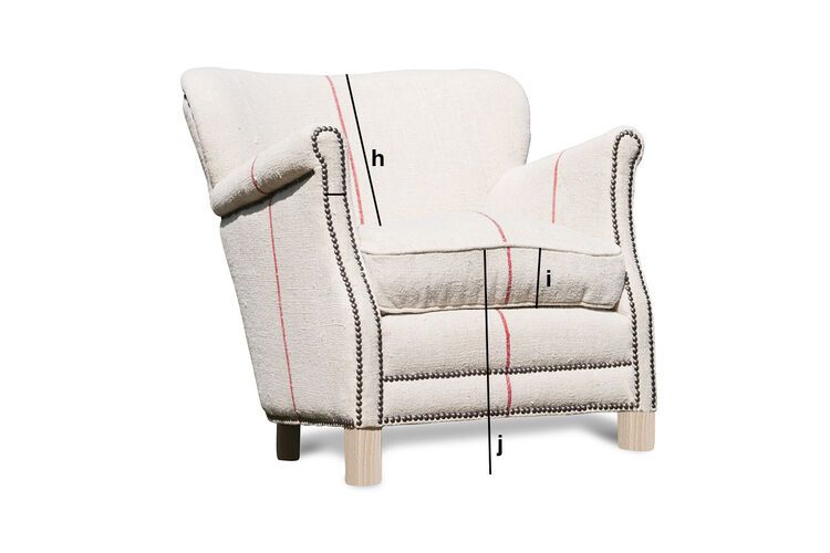 Dimensiones del producto Sillón de lino blanco Fontaine