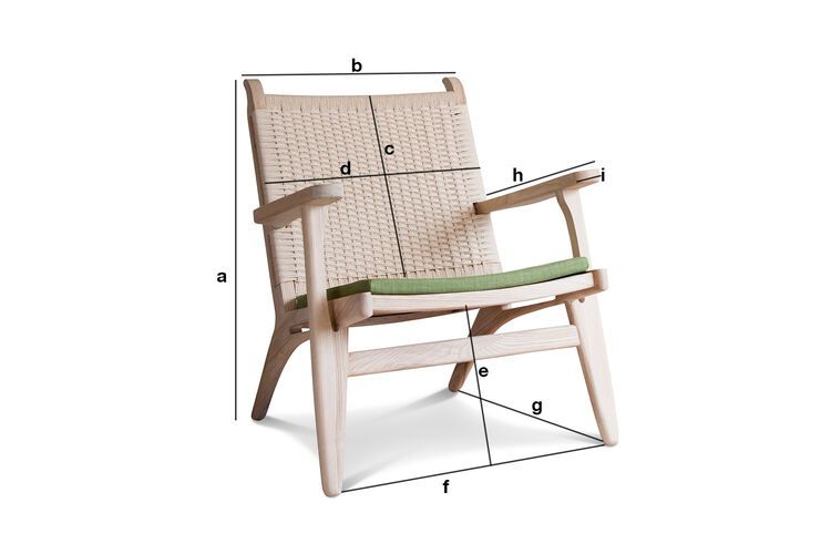 Dimensiones del producto Sillón de malla de roble Satow