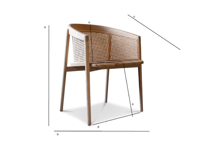 Dimensiones del producto Butaca de mesa de fresno macizo claro y mimbre Candor