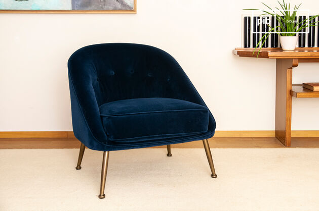 Sillón de terciopelo azul Barnolomeo