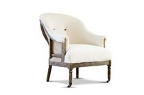 Sillón redondo de lino y algodón beige
