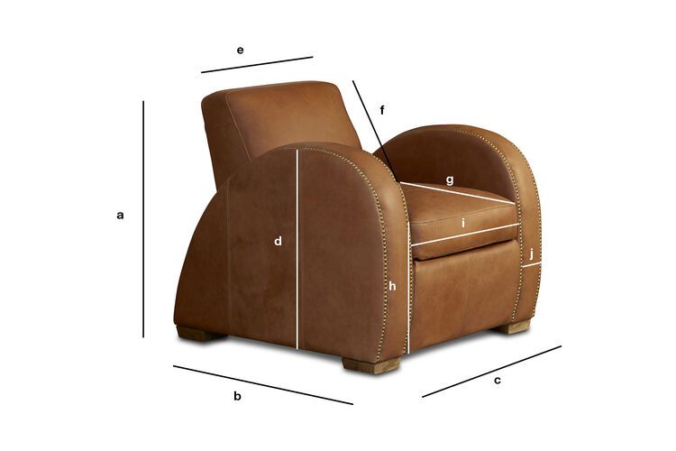 Dimensiones del producto Sillón club de cuero camel Rockefeller