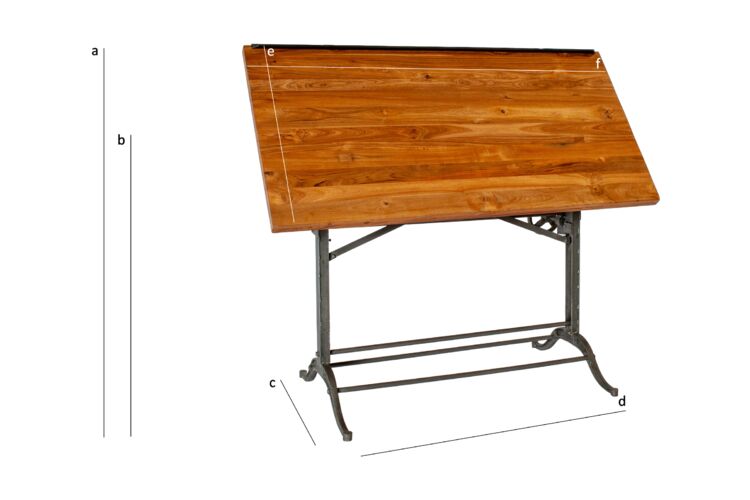 Product Dimensions Small adjustable architect's table in solid teak wood 1928