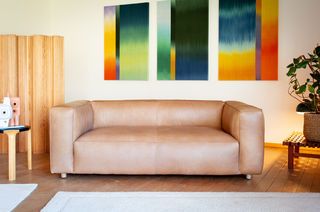 Two-seater sofa in camel leather Krieger
