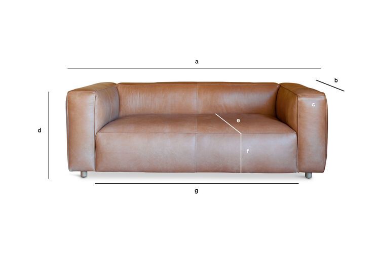 Product Dimensions Two-seater sofa in camel leather Krieger