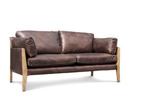 2-seater chocolate leather sofa Ariston
