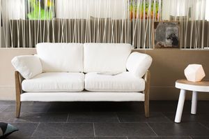 2-seater white linen sofa Ariston