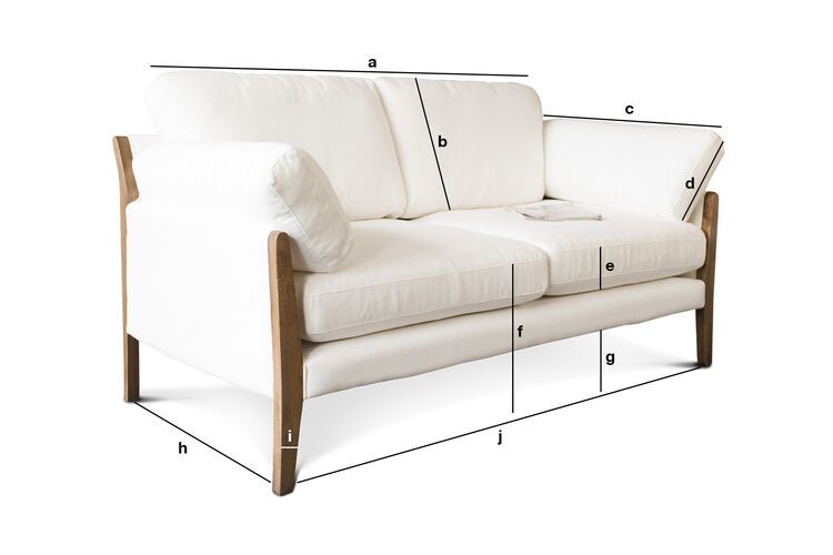 Product Dimensions 2-seater white linen sofa Ariston