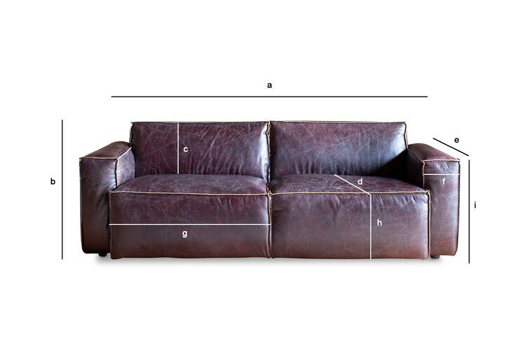 Product Dimensions Burgundy leather 2-seater sofa Atsullivan