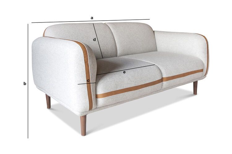 Produktdimensionen 2-Sitzer Sofa aus grauer Wolle Britta