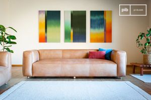 Sofá de 3 plazas de cuero camel Krieger