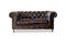 Miniatura Sofá chesterfield de 2 plazas de cuero marrón Jahn Clipped