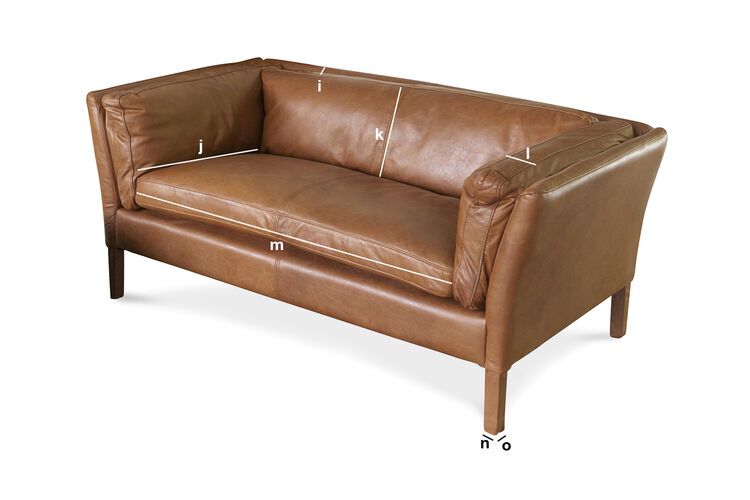 Dimensiones del producto Sofá de 2 plazas de cuero camel Hamar