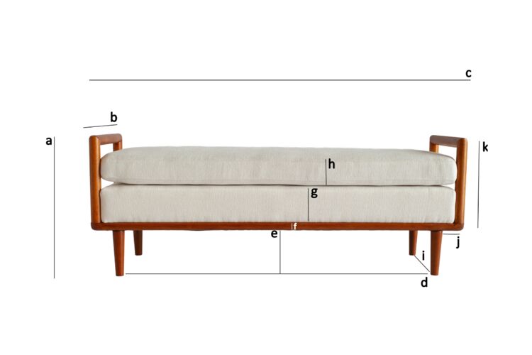 Product Dimensions Solid wood and white fabric bench Astor