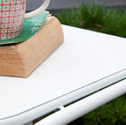 Metal seat covered with a beautiful matt white paint.