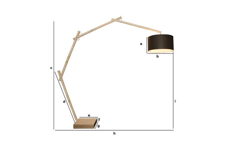 Produktdimensionen Große Stehlampe aus hellem Holz Jayjay