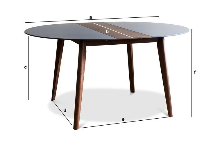 Dimensions du produit Table à rallonge ronde en noyer Cristina