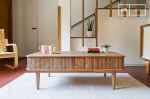 Table basse à rideaux en chêne Ritz
