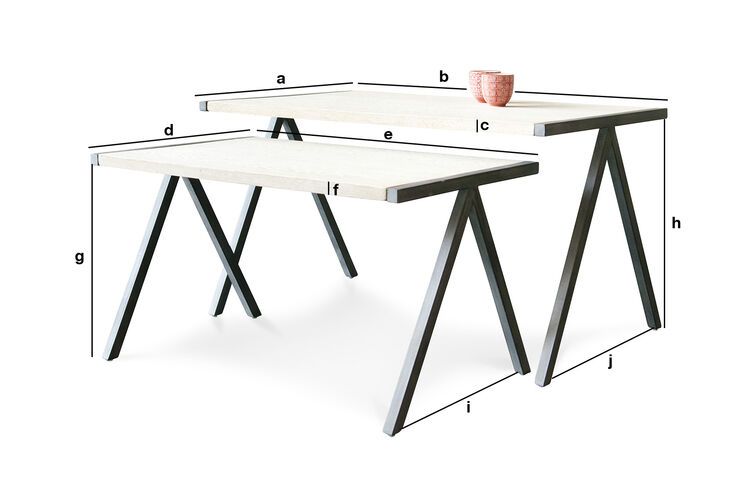 Dimensions du produit Table basse gigogne Arlanda