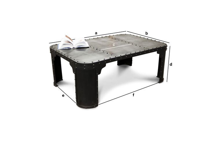 Dimensions du produit Table basse industrielle en métal noir Brigor