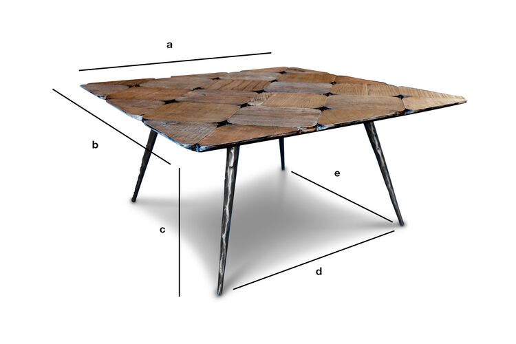 Dimensions du produit Table basse en bois d'orme  Lincoln