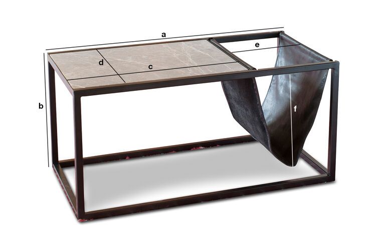 Dimensions du produit Table basse porte-revue en pierre Ibiza