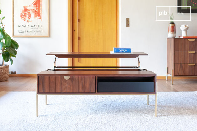 Table basse relevable en bois foncé Aurora