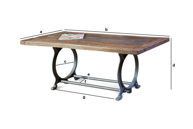 Dimensions du produit Table basse en bois recyclé  Tonnel
