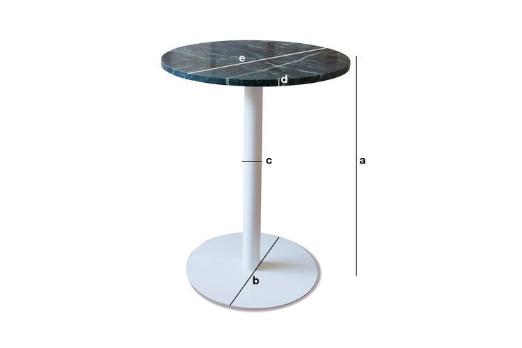 Dimensions du produit Table bistrot en marbre vert Lasby
