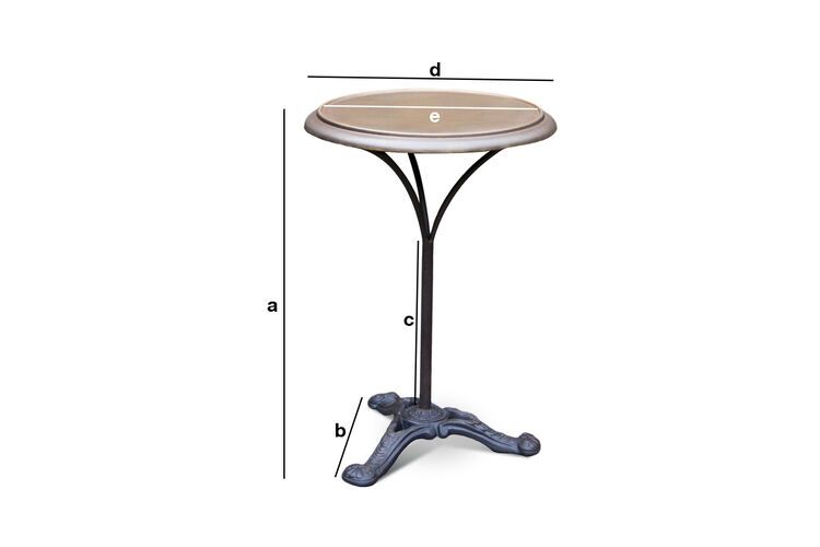 Dimensions du produit Table bistrot ronde bois et métal  Vaiana
