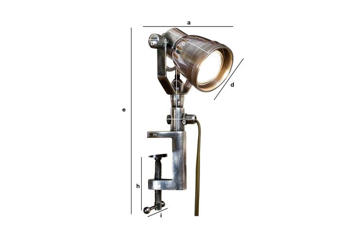 Product Dimensions Silver metal clamp lamp Vail