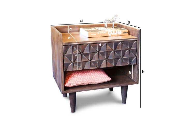 Dimensions du produit Table de chevet en bois Balkis