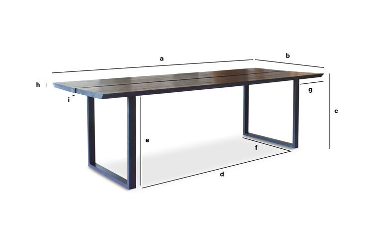 Dimensions du produit Table de repas noire en frêne Osaka