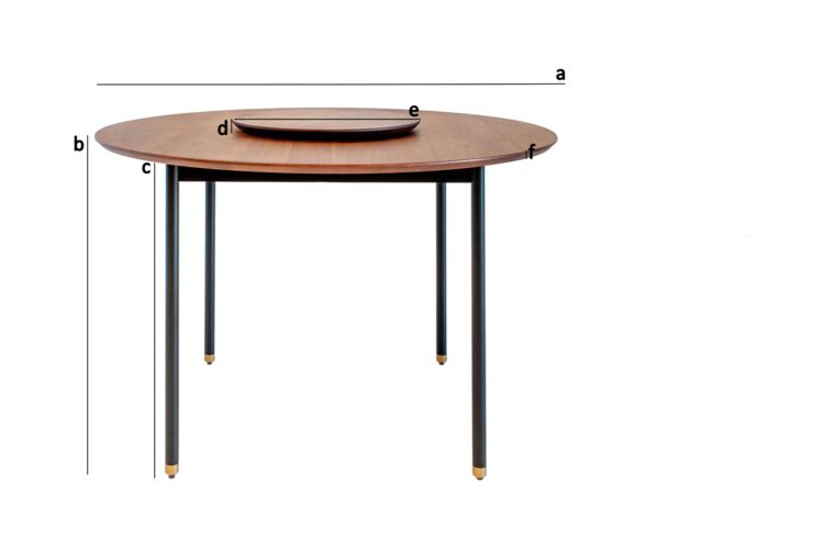 Dimensions du produit Table de repas ronde en noyer Elena
