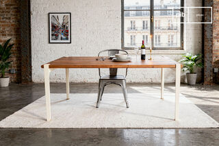 Table en teck massif et métal crème 6 personnes Skagen