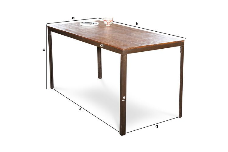 Dimensions du produit Table industrielle en métal Masai