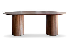 Table ovale en bois teinte noyer 8 personnes Ligna