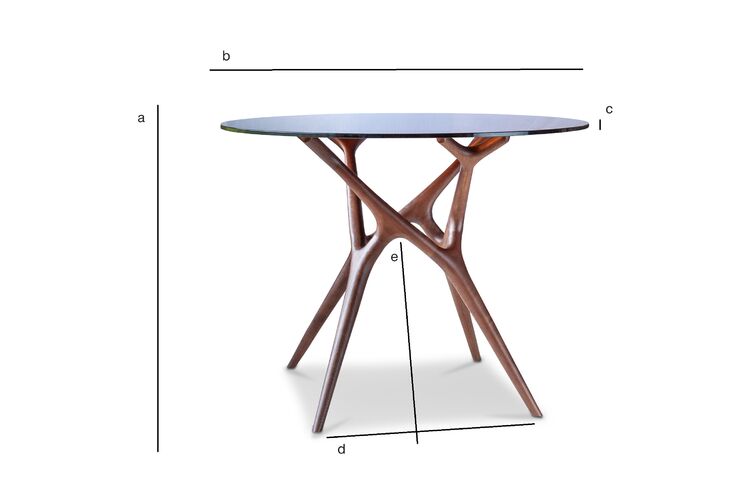 Dimensions du produit Table ronde en verre clair et frêne massif foncé 4 personnes Sylvae