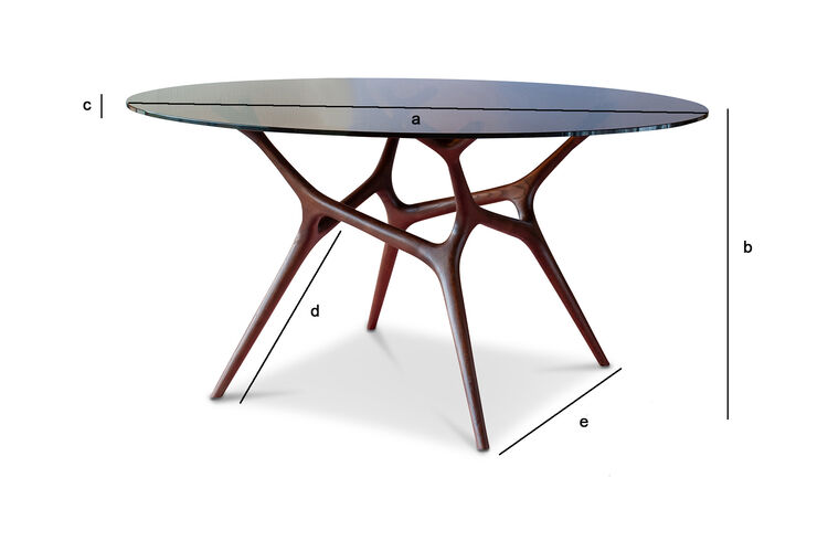 Dimensions du produit Table ronde en verre clair et frêne massif foncé 8 personnes Sylvae