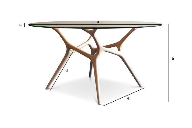 Dimensions du produit Table ronde en verre et frêne massif clair 8 personnes Sylvae