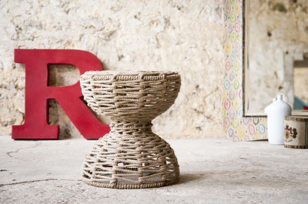Tabouret en jute tressée beige Arpillera