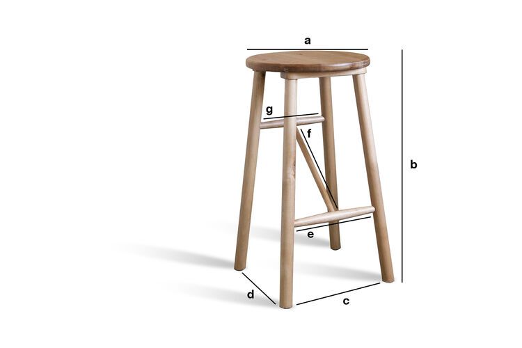 Dimensions du produit Tabouret haut en bois  Niels