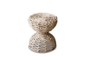 Taburete beige trenzado de yute Arpillera